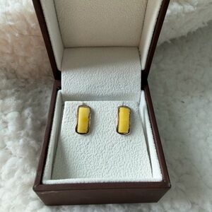 Vintage Yellow Rectangular Earrings